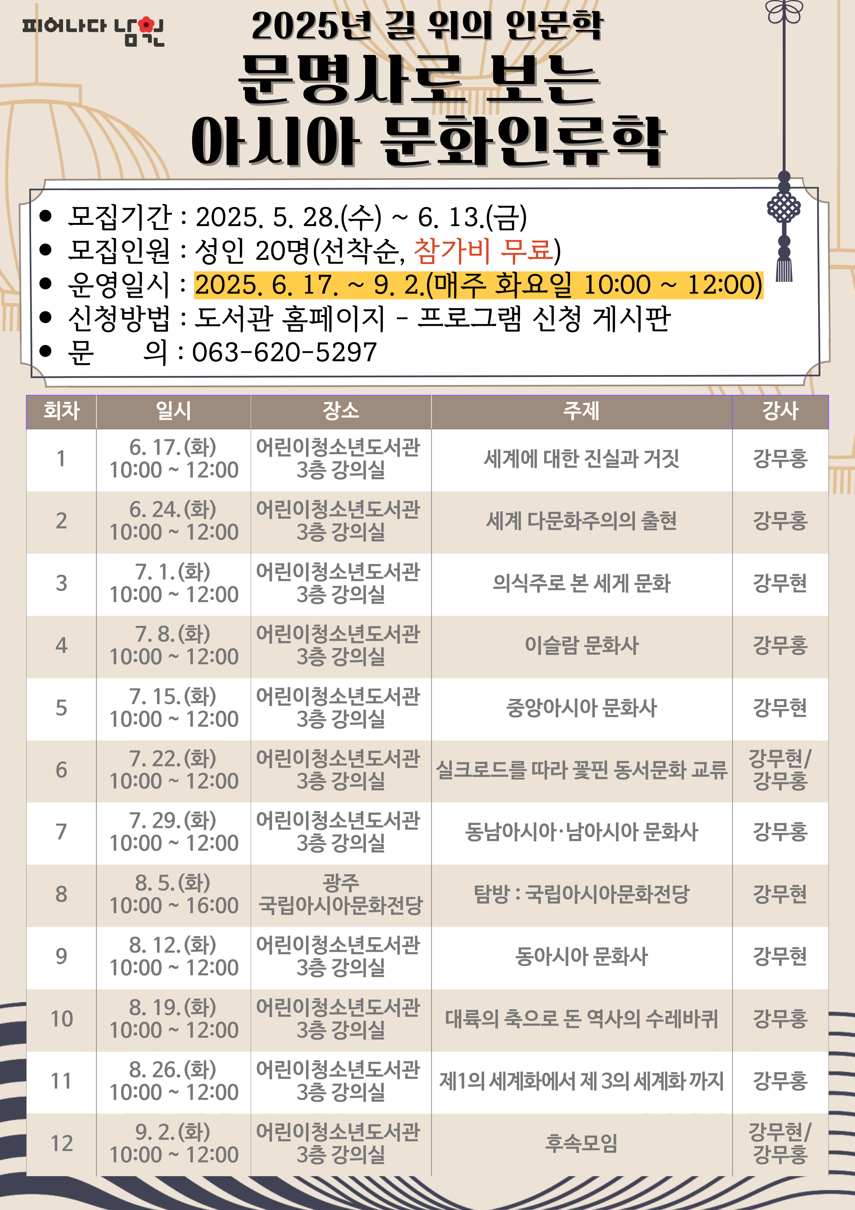 2025년 길 위의 인문학 <문명사로 보는 아시아 문화인류학>